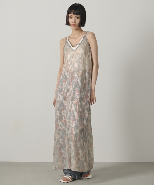 AIC.（エーアイシー）の「ラメプリントムラ染めロングワンピース（ワンピース・レディース・キナリ/ブルー・FREE）」の3枚目の写真