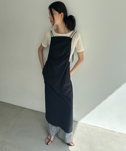 FUULLY STUDIO(フーリィーステューディオ)の「ライトサッカーキャミドレス/撥水(ワンピース・レディース・ブラウン/ブラック/レッド・FREE)」の6枚目の写真