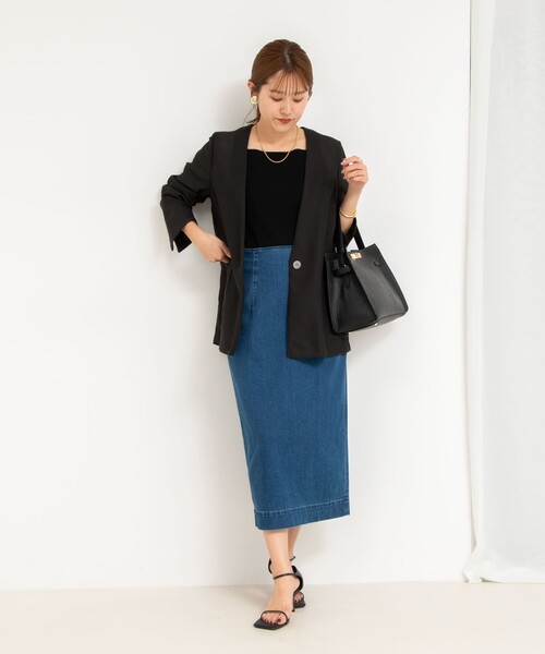 NOLLEY’S(ノーリーズ)の「メッシュノーカラーVネックジャケット(ノーカラージャケット・レディース・ライトグレー/チャコールグレー・38)」の10枚目の写真