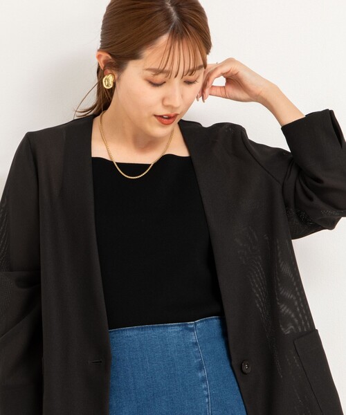 boutique nolleys ノーカラージャケット L ジャケット　日本製 NOLLEY'S Sophi ジャケット ノーカラージャケット