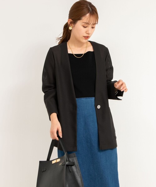 【美品】NOLLEYS ノーカラー　春 NOLLEY'S ジャケット ノーカラージャケット 「セットアップ対応