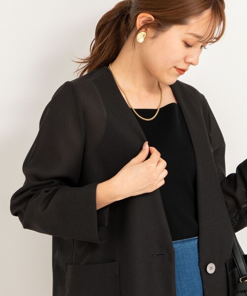 イエナ／1回のみ着用❤️フォーマルにも！ノーカラーVネックウールコート ブラック フォーマルコート ノーカラー ミドル丈 ロング丈 イタリアン