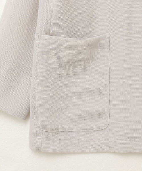 美品✨ベイジ　ノーカラージャケット　ウール　Ｖネック　１B　ホワイト　６ セール】メッシュノーカラーVネックジャケット（ノーカラー