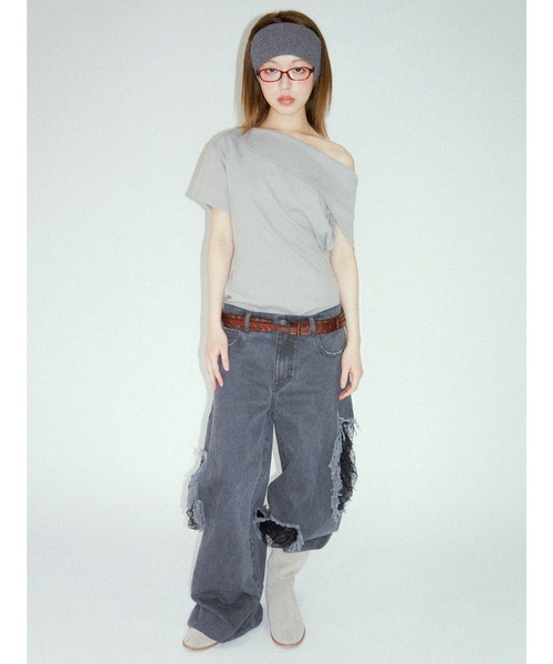 igi（イジ）の「HIDDEN LACE CLASH DENIM / レースクラッシュデニム