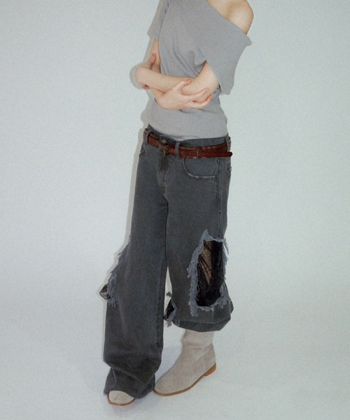 igi（イジ）の「HIDDEN LACE CLASH DENIM / レースクラッシュデニム