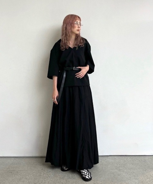 セール】Powershoulder Vneck Tops（Tシャツ/カットソー）｜anuke