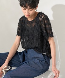 AMERICAN HOLIC | チュールフリンジシアーTシャツ(Tシャツ/カットソー)