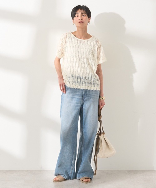 AMERICAN HOLIC(アメリカンホリック)の「チュールフリンジシアーTシャツ(Tシャツ/カットソー・レディース・アイボリー/ブラック/ライトブルー・M/L)」の13枚目の写真