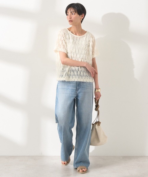 AMERICAN HOLIC(アメリカンホリック)の「チュールフリンジシアーTシャツ(Tシャツ/カットソー・レディース・アイボリー/ブラック/ライトブルー・M/L)」の14枚目の写真