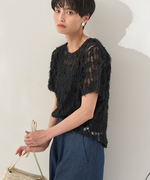 AMERICAN HOLIC(アメリカンホリック)の「チュールフリンジシアーTシャツ(Tシャツ/カットソー・レディース・アイボリー/ブラック/ライトブルー・M/L)」の17枚目の写真