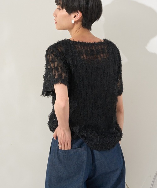 AMERICAN HOLIC(アメリカンホリック)の「チュールフリンジシアーTシャツ(Tシャツ/カットソー・レディース・アイボリー/ブラック/ライトブルー・M/L)」の18枚目の写真