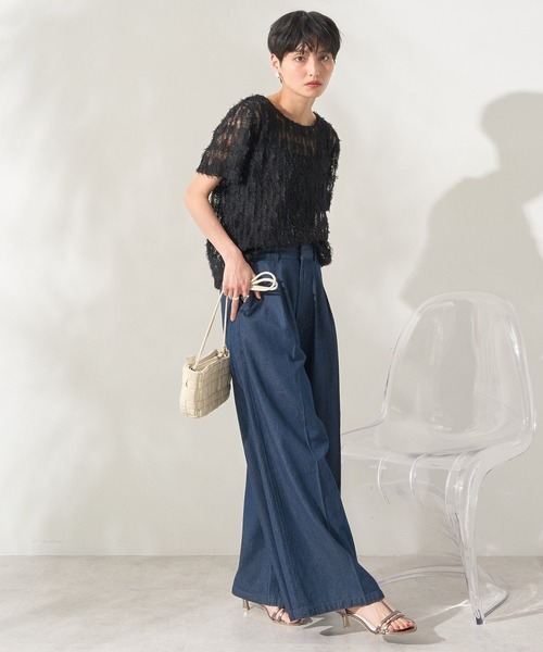 AMERICAN HOLIC(アメリカンホリック)の「チュールフリンジシアーTシャツ(Tシャツ/カットソー・レディース・アイボリー/ブラック/ライトブルー・M/L)」の19枚目の写真