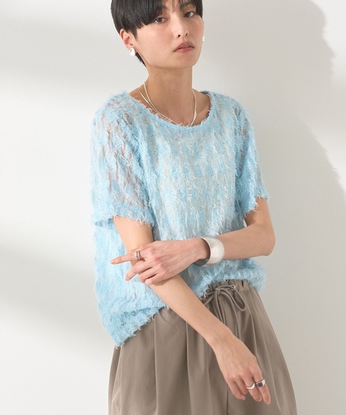 AMERICAN HOLIC(アメリカンホリック)の「チュールフリンジシアーTシャツ(Tシャツ/カットソー・レディース・アイボリー/ブラック/ライトブルー・M/L)」の22枚目の写真