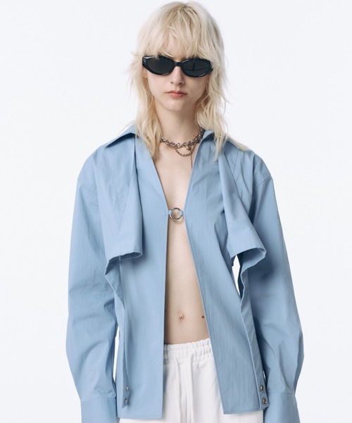 JOSE MOON(ジョゼムーン)の「2WAY SHIRT/ツーウェイシャツ(シャツ/ブラウス・レディース・ブルー/ホワイト・FREE)」の8枚目の写真
