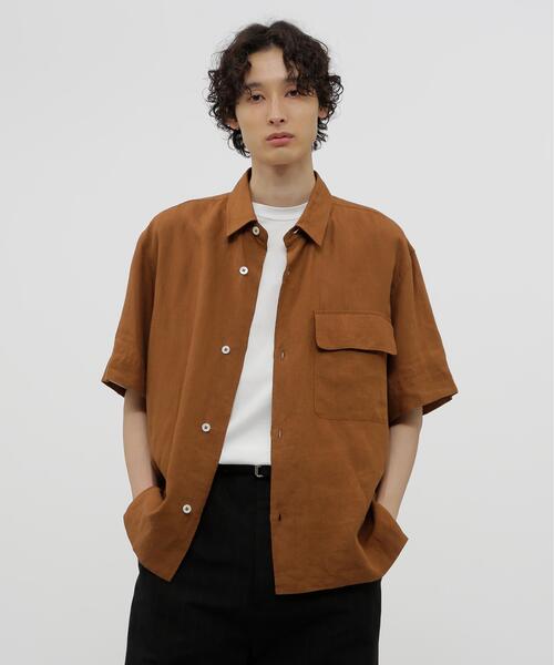 MARGARET HOWELL(マーガレットハウエル)の「SHIRTING LINEN SHIRT(シャツ/ブラウス・メンズ・ブラウン・LARGE/SMALL)」の1枚目の写真