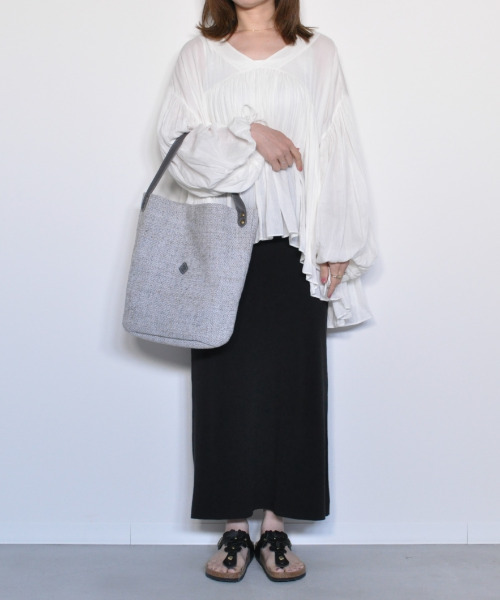 CLEDRAN（クレドラン）の「【麻ミックス】CL3760 HAND＆WORK C/J HALF SHOULDER（ショルダーバッグ・レディース・グレー系その他/ブラック系その他/ホワイト系その他・FREE）」の16枚目の写真