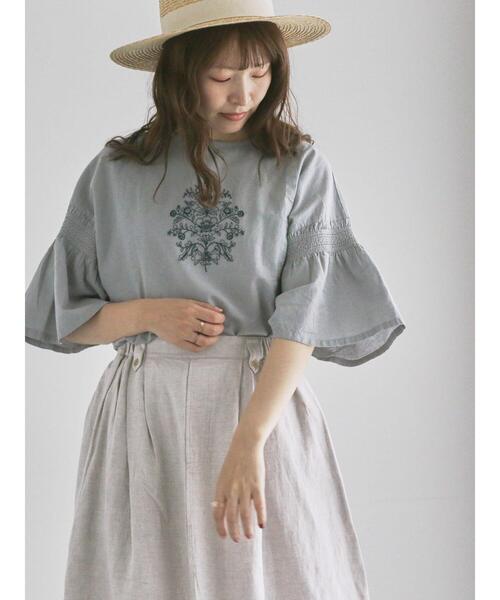セール】綿麻モチーフ刺繍ブラウス（シャツ/ブラウス）｜TSUHARU