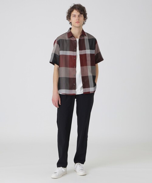 クレストブリッジチェックカラミクロスシャツ　カシス36 クレストブリッジチェックカラミクロスシャツ カシス36