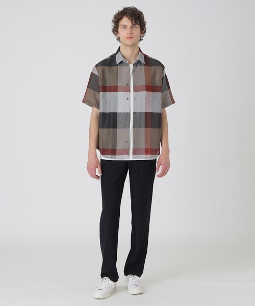 【値下げ】クレストブリッジチェックカラミクロスシャツ　ベージュ36 クレストブリッジチェックカラミクロスシャツドレス