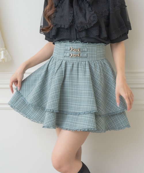 couture BY ROJITA(クチュールバイロジータ)の「チェーンバックルWフレアスカート(スカート・レディース・グリーン/ホワイト/ブラック/グレー/ホワイト系その他・FREE)」の19枚目の写真