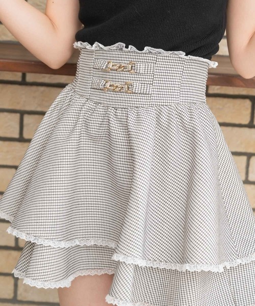 couture BY ROJITA(クチュールバイロジータ)の「チェーンバックルWフレアスカート(スカート・レディース・グリーン/ホワイト/ブラック/グレー/ホワイト系その他・FREE)」の13枚目の写真