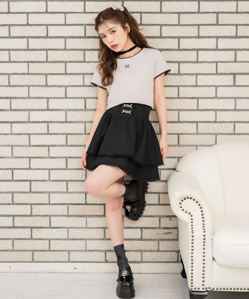 couture BY ROJITA(クチュールバイロジータ)の「チェーンバックルWフレアスカート(スカート・レディース・グリーン/ホワイト/ブラック/グレー/ホワイト系その他・FREE)」の20枚目の写真