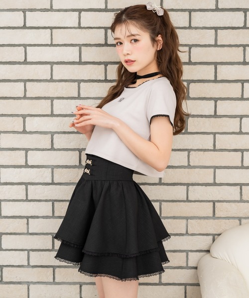 couture BY ROJITA(クチュールバイロジータ)の「チェーンバックルWフレアスカート(スカート・レディース・グリーン/ホワイト/ブラック/グレー/ホワイト系その他・FREE)」の16枚目の写真