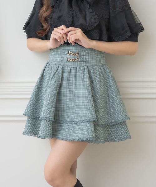 couture BY ROJITA(クチュールバイロジータ)の「チェーンバックルWフレアスカート(スカート・レディース・グリーン/ホワイト/ブラック/グレー/ホワイト系その他・FREE)」の17枚目の写真