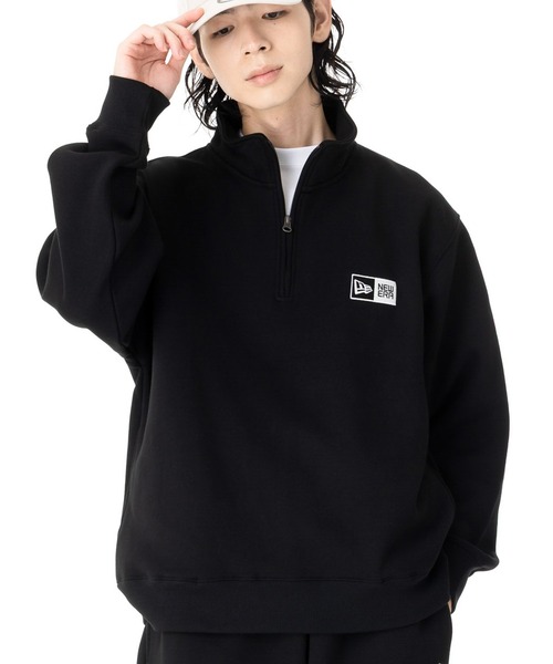 ニューエラ オーバーサイズハーフジップ ボックスロゴ コットン