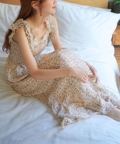 flower（フラワー）の「フローラルキャミワンピース（ワンピース・レディース・オレンジ/ブルー・FREE）」の2枚目の写真