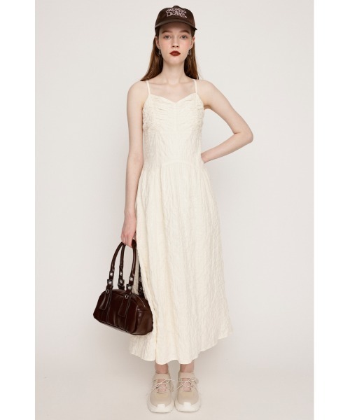 SLY（スライ）の「FRONT GATHER CAMI OP フロントギャザー キャミワンピース 夏服（ワンピース・レディース・ネイビー/アイボリー/ブラック・FREE）」の4枚目の写真