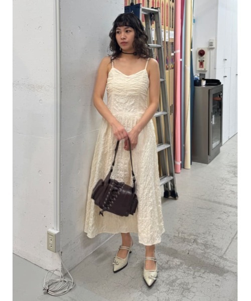 SLY（スライ）の「FRONT GATHER CAMI OP フロントギャザー キャミワンピース 夏服（ワンピース・レディース・ネイビー/アイボリー/ブラック・FREE）」の20枚目の写真