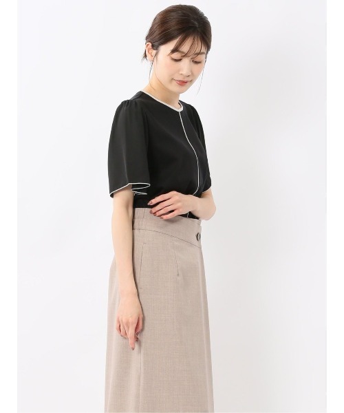m.f.editorial(エムエフエディトリアル)の「【接触冷感 UVカット】m.f.エディトリアル レディース 綿スムス クルーネック 袖シフォン Tシャツ(Tシャツ/カットソー・レディース・ブラック/ホワイト/ライトグレー・LARGE/MEDIUM)」の8枚目の写真