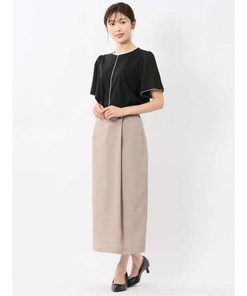 m.f.editorial(エムエフエディトリアル)の「【接触冷感 UVカット】m.f.エディトリアル レディース 綿スムス クルーネック 袖シフォン Tシャツ(Tシャツ/カットソー・レディース・ブラック/ホワイト/ライトグレー・LARGE/MEDIUM)」の9枚目の写真