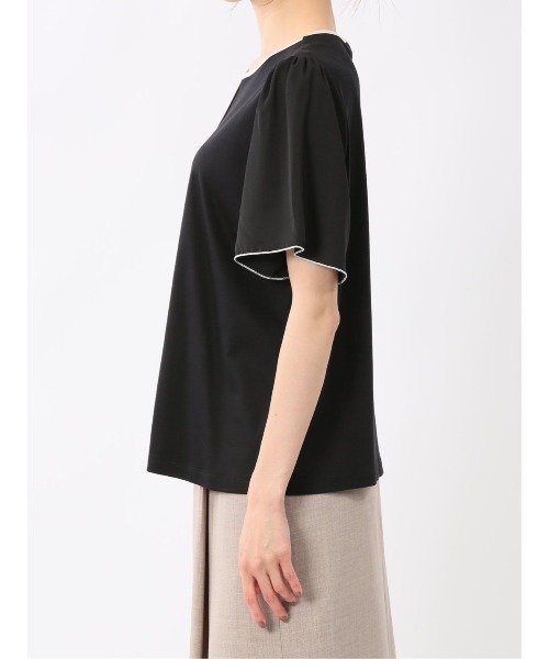 m.f.editorial(エムエフエディトリアル)の「【接触冷感 UVカット】m.f.エディトリアル レディース 綿スムス クルーネック 袖シフォン Tシャツ(Tシャツ/カットソー・レディース・ブラック/ホワイト/ライトグレー・LARGE/MEDIUM)」の11枚目の写真