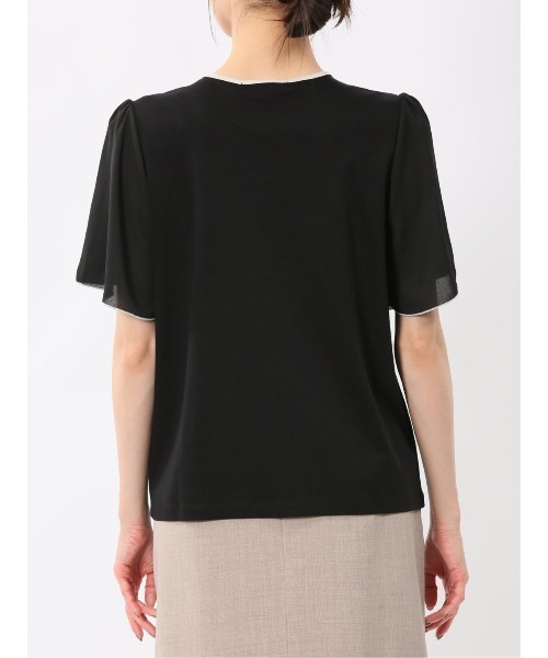 m.f.editorial(エムエフエディトリアル)の「【接触冷感 UVカット】m.f.エディトリアル レディース 綿スムス クルーネック 袖シフォン Tシャツ(Tシャツ/カットソー・レディース・ブラック/ホワイト/ライトグレー・LARGE/MEDIUM)」の12枚目の写真
