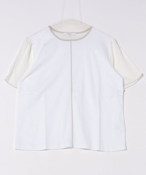 m.f.editorial(エムエフエディトリアル)の「【接触冷感 UVカット】m.f.エディトリアル レディース 綿スムス クルーネック 袖シフォン Tシャツ(Tシャツ/カットソー・レディース・ブラック/ホワイト/ライトグレー・LARGE/MEDIUM)」の16枚目の写真