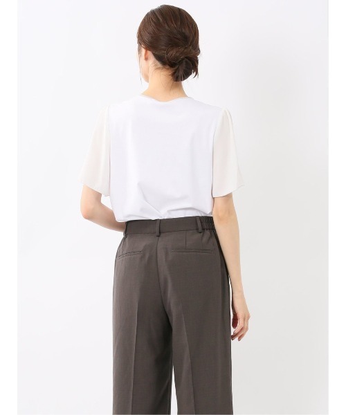 m.f.editorial(エムエフエディトリアル)の「【接触冷感 UVカット】m.f.エディトリアル レディース 綿スムス クルーネック 袖シフォン Tシャツ(Tシャツ/カットソー・レディース・ブラック/ホワイト/ライトグレー・LARGE/MEDIUM)」の18枚目の写真
