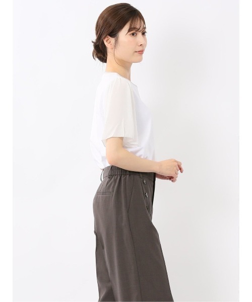 m.f.editorial(エムエフエディトリアル)の「【接触冷感 UVカット】m.f.エディトリアル レディース 綿スムス クルーネック 袖シフォン Tシャツ(Tシャツ/カットソー・レディース・ブラック/ホワイト/ライトグレー・LARGE/MEDIUM)」の19枚目の写真