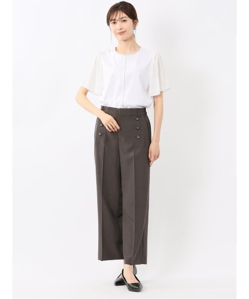 m.f.editorial(エムエフエディトリアル)の「【接触冷感 UVカット】m.f.エディトリアル レディース 綿スムス クルーネック 袖シフォン Tシャツ(Tシャツ/カットソー・レディース・ブラック/ホワイト/ライトグレー・LARGE/MEDIUM)」の20枚目の写真
