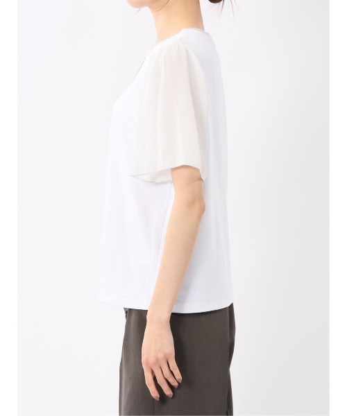 m.f.editorial(エムエフエディトリアル)の「【接触冷感 UVカット】m.f.エディトリアル レディース 綿スムス クルーネック 袖シフォン Tシャツ(Tシャツ/カットソー・レディース・ブラック/ホワイト/ライトグレー・LARGE/MEDIUM)」の22枚目の写真