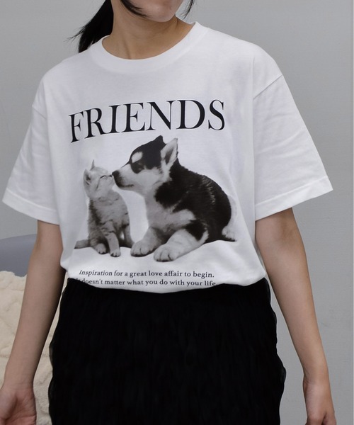spiritoso（スピリトーゾ）の「【spiritoso】FRIENDS シートプリントTシャツ（Tシャツ/カットソー・レディース・アッシュグレー/ブラック/オートミール/ホワイト・LARGE/MEDIUM）」の11枚目の写真