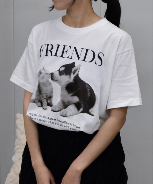 spiritoso（スピリトーゾ）の「【spiritoso】FRIENDS シートプリントTシャツ（Tシャツ/カットソー・レディース・アッシュグレー/ブラック/オートミール/ホワイト・LARGE/MEDIUM）」の12枚目の写真