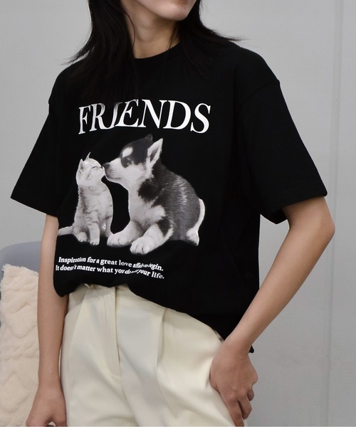 spiritoso（スピリトーゾ）の「【spiritoso】FRIENDS シートプリントTシャツ（Tシャツ/カットソー・レディース・アッシュグレー/ブラック/オートミール/ホワイト・LARGE/MEDIUM）」の14枚目の写真