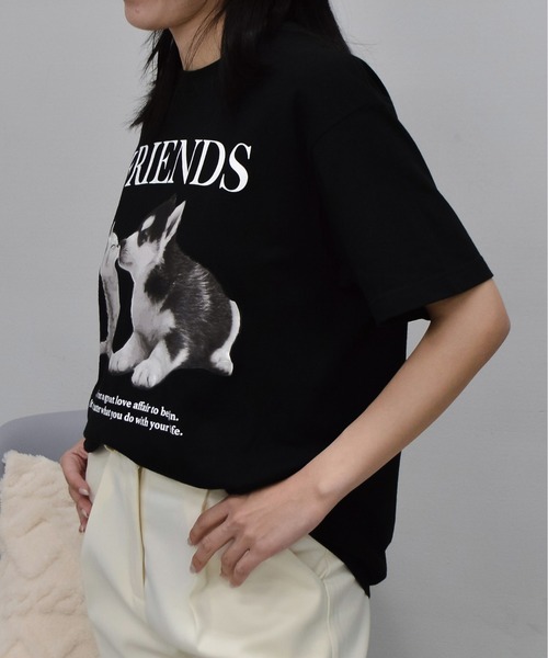 spiritoso（スピリトーゾ）の「【spiritoso】FRIENDS シートプリントTシャツ（Tシャツ/カットソー・レディース・アッシュグレー/ブラック/オートミール/ホワイト・LARGE/MEDIUM）」の15枚目の写真