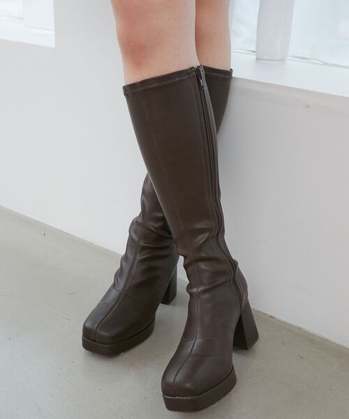 MAJESTIC LEGON（マジェスティックレゴン）の「美脚ストレッチロングブーツ（ブーツ・レディース・ブラウン/ブラック・SMALL/MEDIUM/LARGE/X-LARGE）」の20枚目の写真