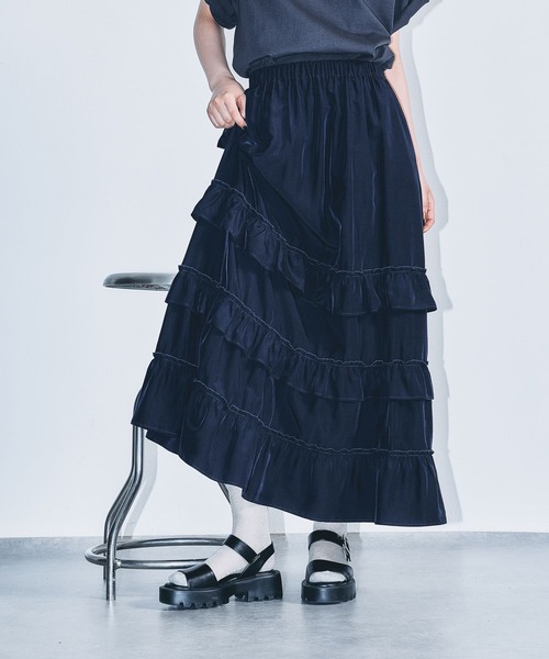 LEPSIM（レプシィム）の「フリルティアードスカート　495896（スカート・レディース・ネイビー/カーキブラウン/ブラック・FREE）」の3枚目の写真
