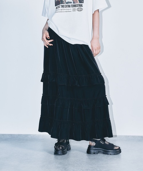 LEPSIM（レプシィム）の「フリルティアードスカート　495896（スカート・レディース・ネイビー/カーキブラウン/ブラック・FREE）」の2枚目の写真