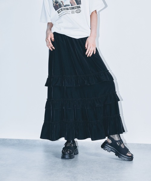 LEPSIM（レプシィム）の「フリルティアードスカート　495896（スカート・レディース・ネイビー/カーキブラウン/ブラック・FREE）」の4枚目の写真