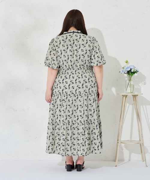 Louiosy(ルオシー)の「【大きいサイズ】配色リボン付きティアード半袖ワンピース(ワンピース・レディース・ブラック系その他/グリーン系その他/ブルー系その他・3L/X-LARGE/4L)」の11枚目の写真
